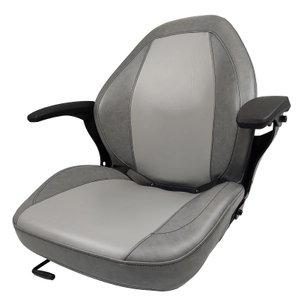 Asiento envolvente de PVC gris con reposabrazos y control deslizante