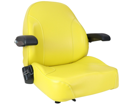 Asiento con respaldo alto de PVC amarillo con reposabrazos