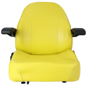 Asiento con respaldo alto de PVC amarillo con reposabrazos